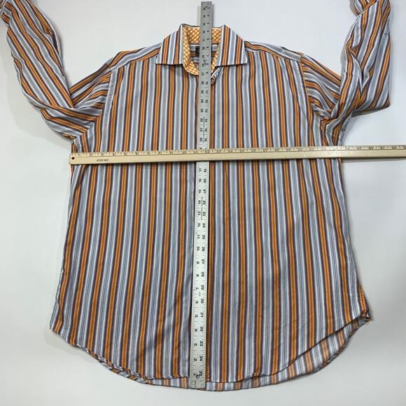 Neiman Marcus Shirt Mens XL Extra Large Stripe Button Up Long Sleeves Flip Cuff - Picture 6 of 11